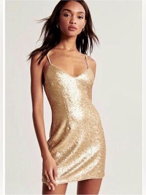 Abercrombie Gold Sequin Mini Dress - Small - Gold